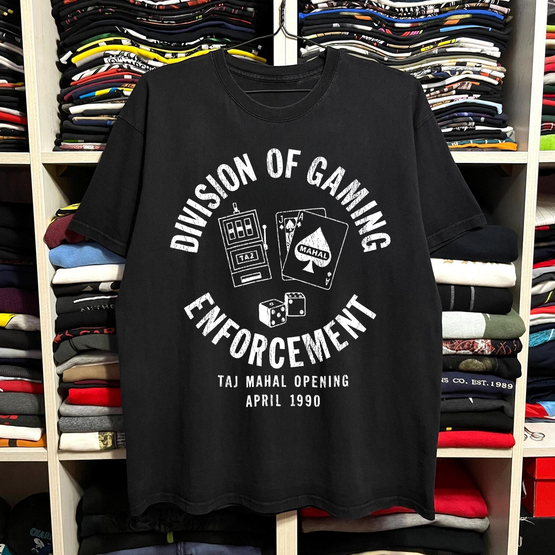 Rare Taj Mahal Division Of Gaming Enforcement Washed Black Tee