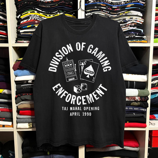 Rare Taj Mahal Division Of Gaming Enforcement Washed Black Tee