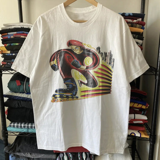 Vintage Picasso Abstract Roller Skater Washed White Tee