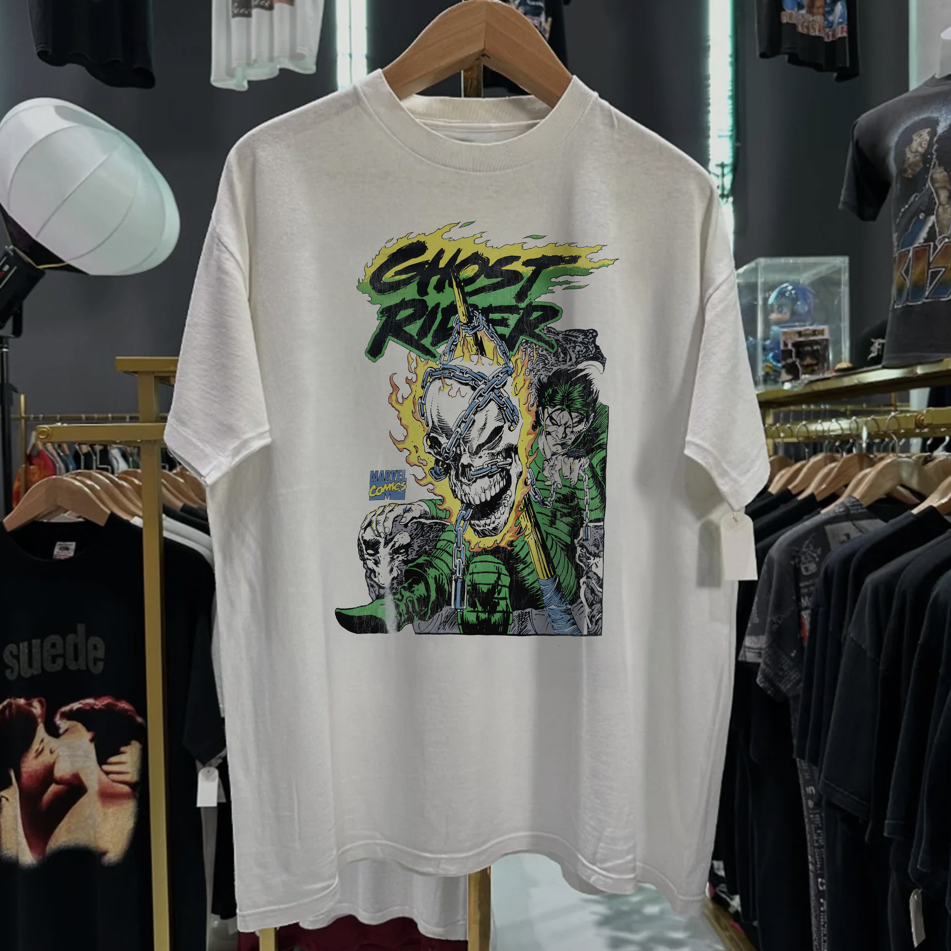 90s Ghost Rider Tee Washed White Tee