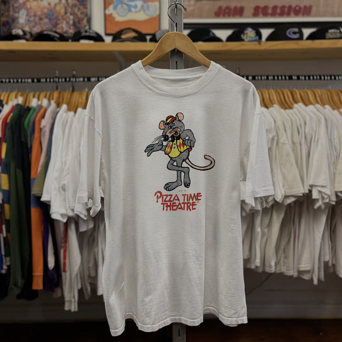 70s Chuck E Cheese Washed White Tee