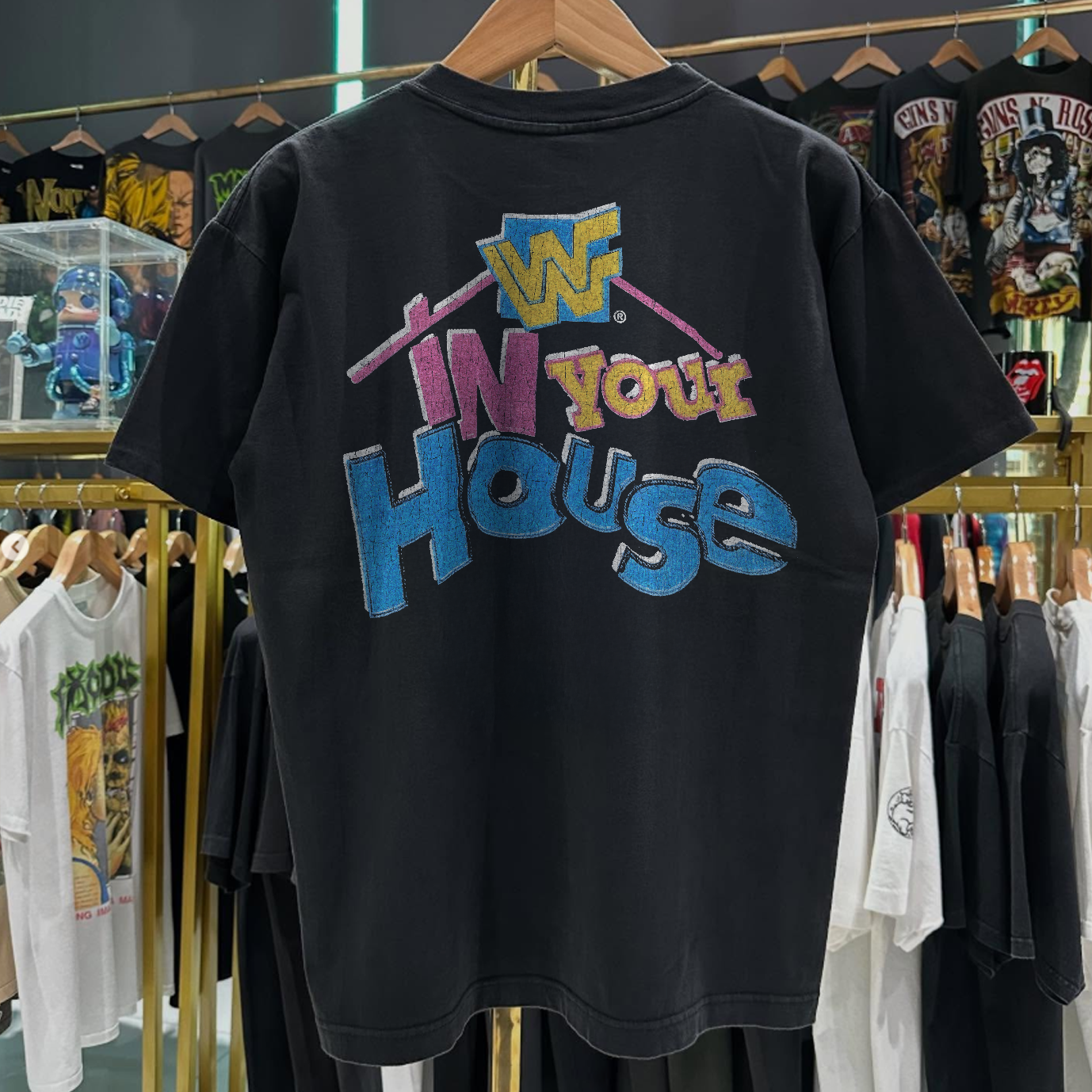 1996 Hbk Mind Games 'Wwf In Your House' Rare Washed Black T-Shirt